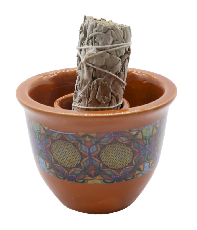 Bol Fumigation Céramique Fleur de Vie 9cm