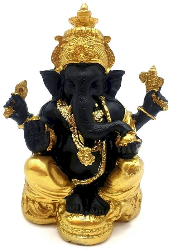 Statue Résine Ganesh Noir/Or 13cm