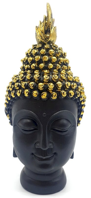 Statue Résine Tête de Bouddha Noir 15cm