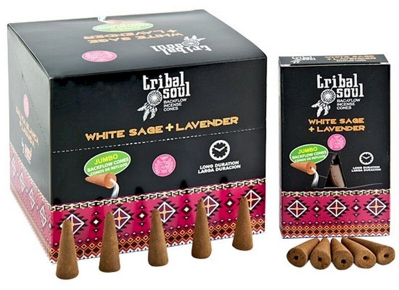 Backflow Cônes XL Tribal Soul Sauge Blanche + Lavande 12pcs