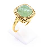 Bague Inox Chevalière Aventurine Verte