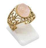Bague Inox Pince Quartz Rose