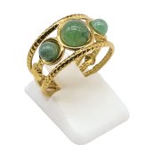 Bague Inox Triple Aventurine Verte
