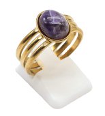 Bague Inox Trident Améthyste