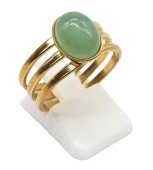 Bague Inox Trident Aventurine Verte