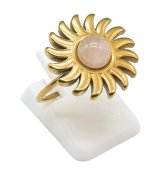 Bague Inox Soleil Quartz Rose