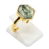 Bague Argent 925 Agate Mousse Hexagonale