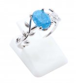 Bague Argent 925 'Murmure de Laurier' - Apatite