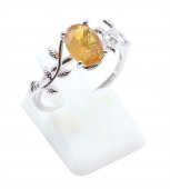 Bague Argent 925 'Murmure de Laurier' - Citrine
