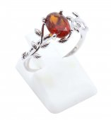 Bague Argent 925 'Murmure de Laurier' - Grenat