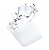 Bague Argent 925 'Murmure de Laurier' - Pierre de Lune