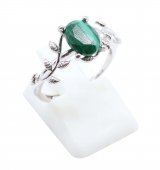 Bague Argent 925 'Murmure de Laurier' - Malachite