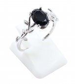 Bague Argent 925 'Murmure de Laurier' - Onyx