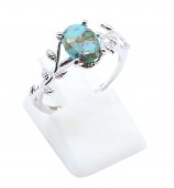 Bague Argent 925 'Murmure de Laurier' - Turquoise
