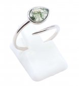 Bague Argent 925 'Serpent Argenté' - Agate Mousse