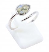 Bague Argent 925 'Serpent Argenté' - Labradorite