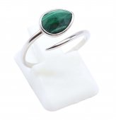Bague Argent 925 'Serpent Argenté' - Malachite