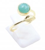 Bague Argent 925 'Feuille d'Or' - Amazonite