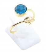 Bague Argent 925 'Feuille d'Or' - Apatite