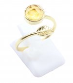 Bague Argent 925 'Feuille d'Or' - Citrine