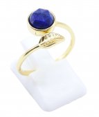 Bague Argent 925 'Feuille d'Or' - Lapis Lazuli