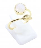 Bague Argent 925 'Feuille d'Or' - Pierre de Lune