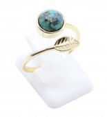 Bague Argent 925 'Feuille d'Or' - Turquoise