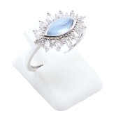 Bague Argent 925 'Oeil Solaire' - Aigue Marine