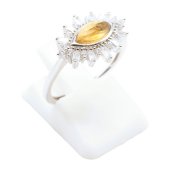 Bague Argent 925 'Oeil Solaire' - Citrine