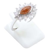 Bague Argent 925 'Oeil Solaire' - Grenat