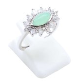 Bague Argent 925 'Oeil Solaire' - Jade Vert