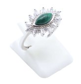 Bague Argent 925 'Oeil Solaire' - Malachite