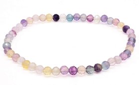 Bracelet Fluorite Multicolore perles facettées 4mm
