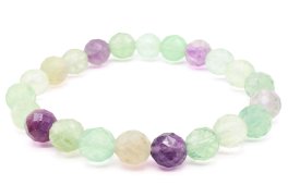 Bracelet Fluorite Multicolore perles facettées 8mm