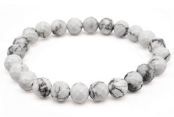 Bracelet Howlite perles facettées 8mm