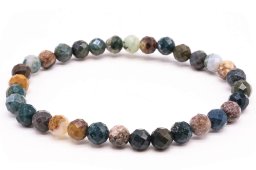 Bracelet Jaspe Océan perles facettées 6mm