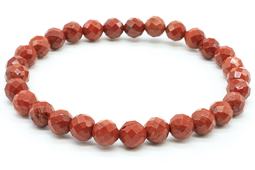 Bracelet Jaspe Rouge perles facettées 6mm