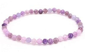 Bracelet Lépidolite perles facettées 4mm
