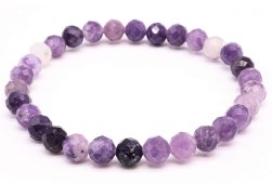 Bracelet Lépidolite perles facettées 6mm