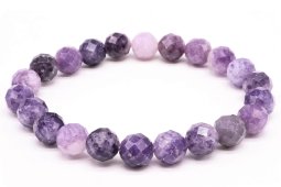 Bracelet Lépidolite perles facettées 8mm
