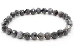 Bracelet Larvikite perles facettées 6mm