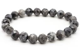 Bracelet Larvikite perles facettées 8mm