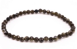 Bracelet Obsidienne Dorée perles facettées 4mm
