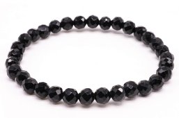 Bracelet Onyx Noir perles facettées 6mm