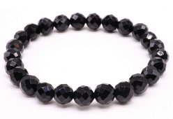 Bracelet Onyx Noir perles facettées 8mm