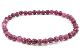Bracelet Saphir Rouge perles facettées 4mm