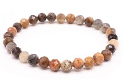 Bracelet Pierre de Soleil Noire perles facettées 6mm