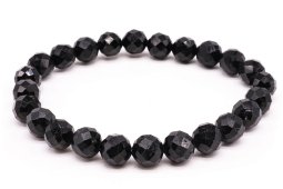 Bracelet Tourmaline Noire perles facettées 8mm