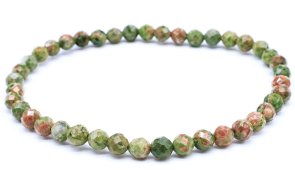 Bracelet Unakite perles facettées 4mm