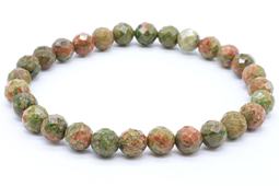 Bracelet Unakite perles facettées 6mm